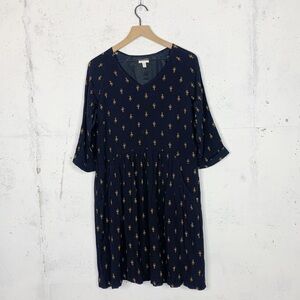 Garnet Hill Drop Waist V Neck Spring Dress Size 10